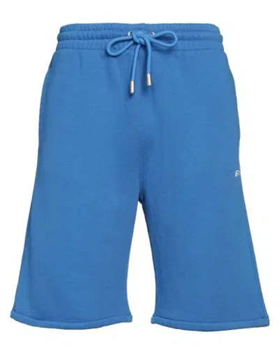 Off-white Man Shorts & Bermuda Shorts Azure Size M Cotton, Polyester In Blue