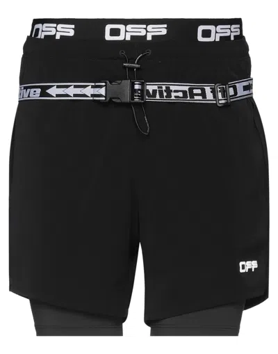 Off-white Man Shorts & Bermuda Shorts Black Size L Polyester, Elastane