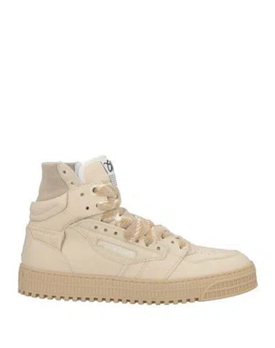 Off-white Man Sneakers Beige Size 9 Calfskin, Textile Fibers In Neutral
