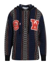 Off-white Geometric-patterned Alpaca-blend Hoodie In Blue