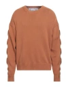 Off-white Man Sweater Camel Size L Cotton, Polyamide, Elastane, Polyurethane In Beige