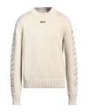 Off-white Off White™ Beige Crew Neck Sweater With Stitching In Beige
