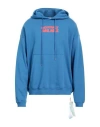 Off-white Man Sweatshirt Azure Size Xs Cotton, Elastane In Blue
