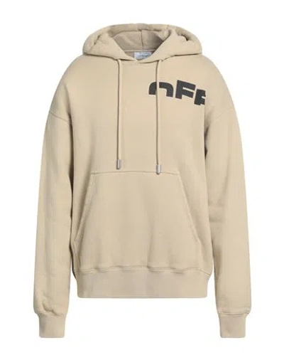 Off-white Man Sweatshirt Beige Size L Cotton, Elastane In Neutral