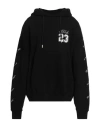 Off-white Embroidered Brushed Cotton Hoodie In Black