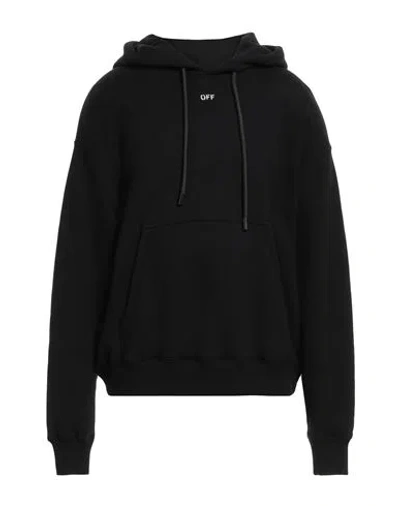 Off-white Cropped Black Hoodie With Embossed Detailing And Graphic Print