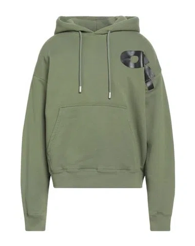 Off-white Man Sweatshirt Military Green Size L Cotton, Elastane