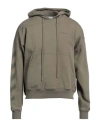 Off-white Man Sweatshirt Military Green Size Xs Organic Cotton, Elastane In Green
