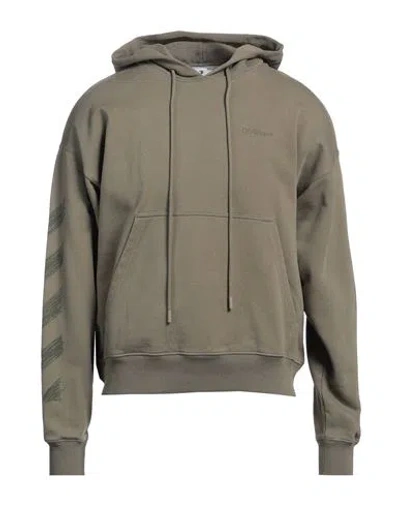 Off-white Man Sweatshirt Military Green Size Xs Organic Cotton, Elastane
