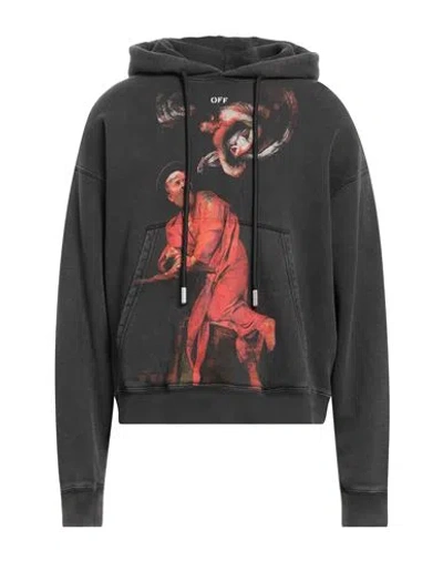 Off-white Man Sweatshirt Charcoal Size L Cotton, Elastane In Grey
