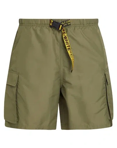 Off-white Man Swim Trunks Military Green Size L Polyester