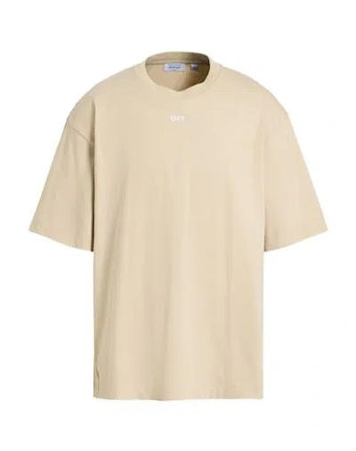 Off-white Man T-shirt Beige Size L Cotton, Elastane In Neutral