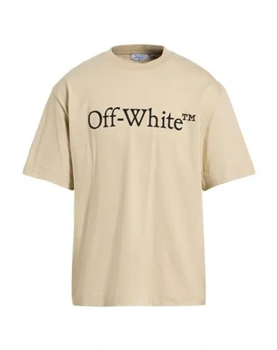 OFF-WHITE OFF-WHITE MAN T-SHIRT BEIGE SIZE L COTTON, ELASTANE