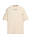 Off-white Man T-shirt Beige Size L Cotton, Elastane, Polyester In Beige