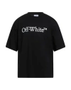Off-white Black Oversized T-shirt With Contrasting Logo Lettering Print In Cotton Man In Black