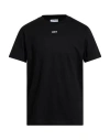 Off-white Short-sleeve Black T-shirt With Abstract Brushstroke Design In Black