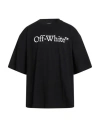 Off-white Black Oversized T-shirt With Contrasting Logo Lettering Print In Cotton Man In Black