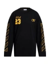 Off-white Man T-shirt Black Size L Cotton, Elastane In Black