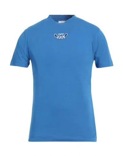 Off-white Man T-shirt Blue Size Xs Cotton, Elastane, Polyester