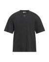 Off-white Man T-shirt Charcoal Size L Cotton, Elastane In Grey