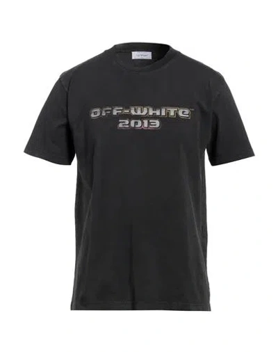 Off-white Man T-shirt Charcoal Size M Cotton, Elastane In Black