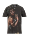 Off-white Man T-shirt Dark Brown Size L Cotton, Elastane In Brown