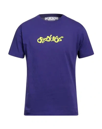 Off-white Man T-shirt Dark Purple Size L Cotton
