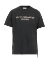 Off-white Man T-shirt Charcoal Size M Cotton, Elastane In Black
