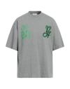 Off-white Man T-shirt Light Grey Size S Cotton, Elastane