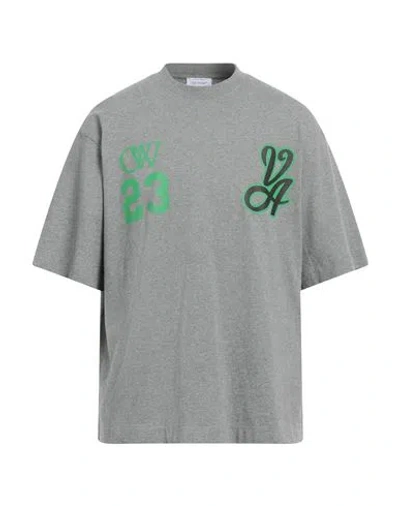Off-white Man T-shirt Light Grey Size S Cotton, Elastane