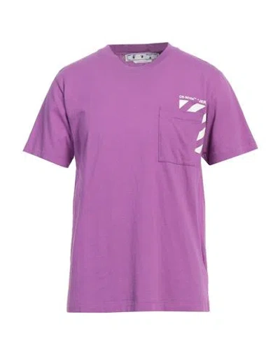 Off-white Man T-shirt Mauve Size L Cotton In Purple