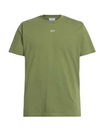 Off-white Man T-shirt Military Green Size L Cotton