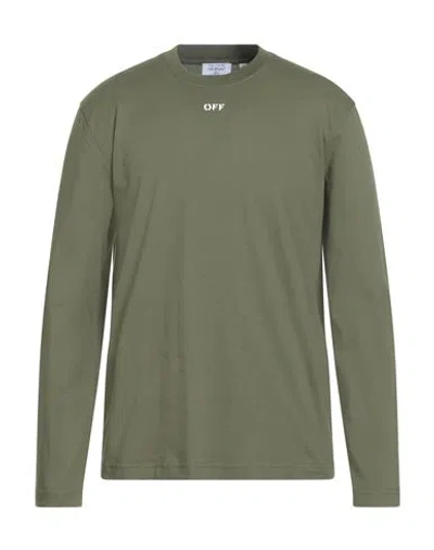 Off-white Man T-shirt Military Green Size L Cotton In Animal Print