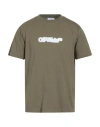 Off-white Man T-shirt Military Green Size L Cotton, Elastane