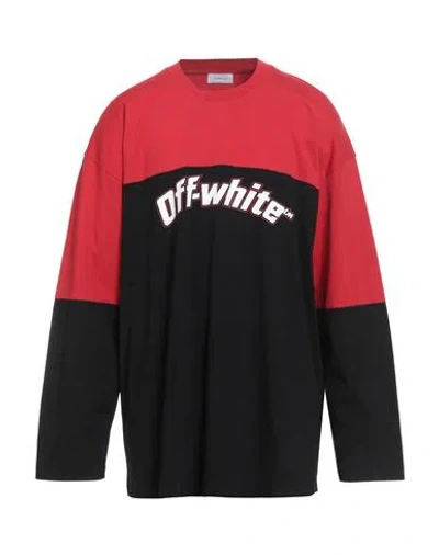 Off-white Man T-shirt Red Size L Cotton, Elastane