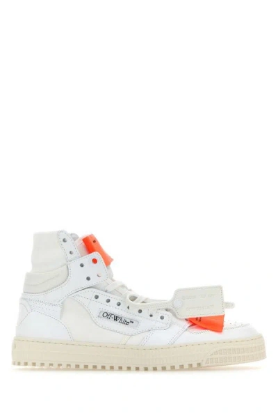 OFF-WHITE OFF WHITE MAN WHITE LEATHER AND CANVAS 3.0 OFF COURT SNEAKERS
