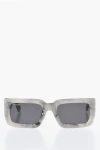 Off-white Marble Effect Boston Rectangular Sunglasses In Gray