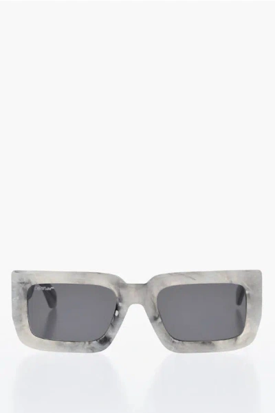 Off-white Marble Effect Boston Rectangular Sunglasses In Gray