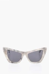 Off-white Marble Effect Cat-eye Edvard Sunglasses With Silver-tone Log