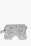 Off-white Marble Effect Leather Burrow Crossbody Bag With Cut-out Deta