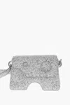 Off-white Marble Effect Leather Burrow Crossbody Bag With Cut-out Deta In Multi