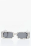 Off-white Marble Effect Roma Sunglasses With Jeweled Rods In White