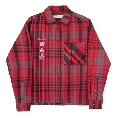 Off-white Mariana De Silva Shirt Mens Long Sleeve Plaid Shirts In Red