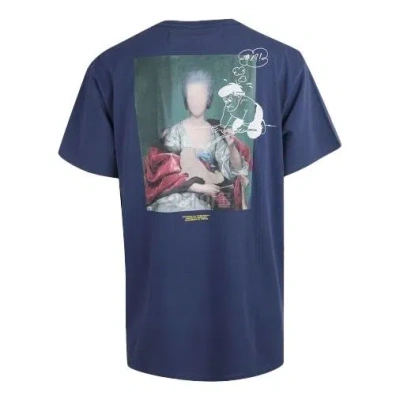 Off-white Mariana Painting Applique Short-sleeve Tee Men's Blue