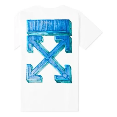 Off-white Marker Short-sleeve Slim Tee 'white/blue' In Multi