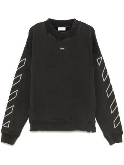 Off-white Regular Fit Jersey With Distinctive Logo And Textured Detailing In Black