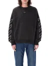 Off-white Felpa Oversize In Cotone Ardesia Uomo In Vintage Black