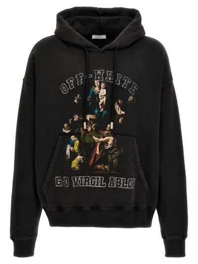 Off-white Mary Skate Hooded Cotton Sweatshirt In Black