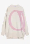 Off-white Maxi Logo Knitted Wool Sweater In Cream