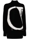 Off-white Ow Maxi Logo Intarsia Crewneck Wool Sweater In Black